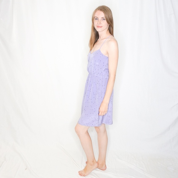 TIBI Purple Micro Birds Print Silk Mini Dress 2 - Picture 6 of 8